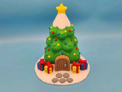Christmas Tree House Display with Two Mice Figurines - ToyForge 3D