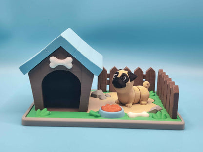 Dog House Playset with Pug Figure - ToyForge 3D