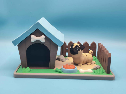 Dog House Playset with Pug Figure - ToyForge 3D