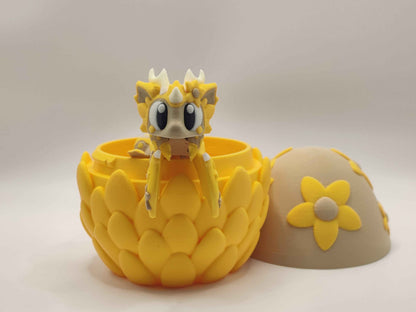Flower Mini Dragon & Egg | Spring Dragon | Cute Fantasy Dragon Gift - ToyForge 3D
