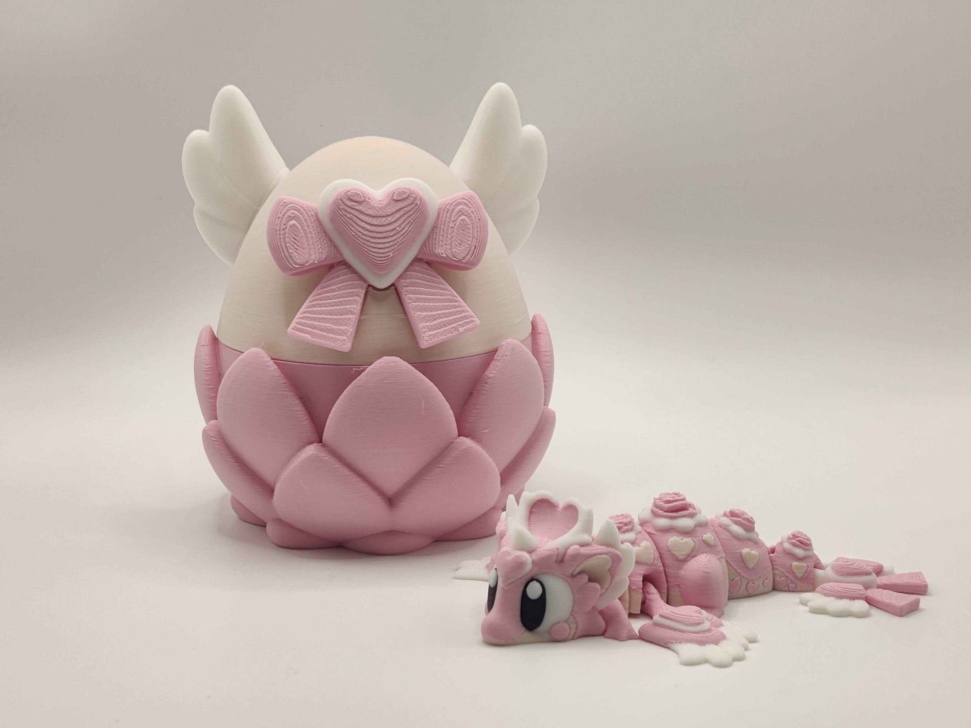 HeartSeeker Mini Dragon & Egg | Cute Flexi Dragon | Fantasy Dragon Gift | Valentine Dragon - ToyForge 3D