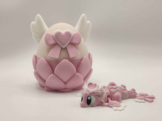 HeartSeeker Mini Dragon & Egg | Cute Flexi Dragon | Fantasy Dragon Gift | Valentine Dragon - ToyForge 3D