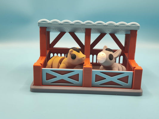 Horse Stable Playset with Horse and Donkey - ToyForge 3D
