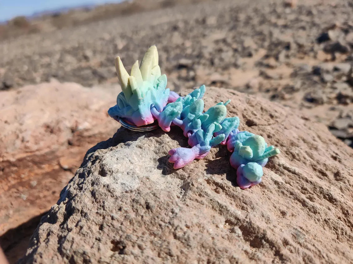 3D Printed Easter Rainbow Dragon Keychain – Articulating Fantasy Accessory