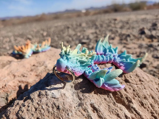 3D Printed Coral Sea Dragon Keychain – Rainbow Fantasy Accessory