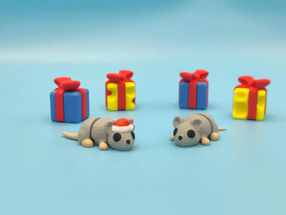 3D Printed Christmas Tree House with Two Mice Figurines