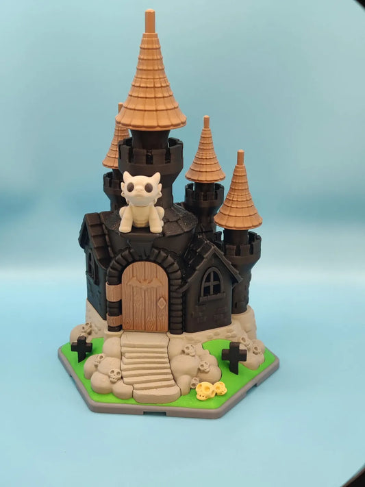 Transylvania Castle 3D Print – Haunted Gothic Miniature with Gargoyle – Spooky Cute Decor – Halloween Tabletop Ornament