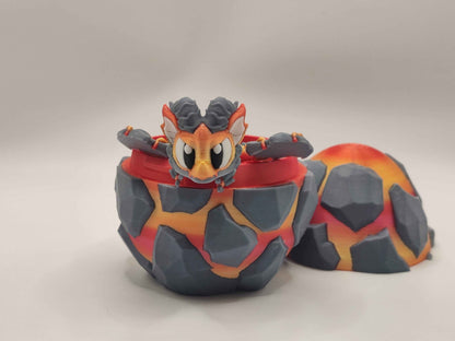 Lava Mini Dragon & Egg | Fire Dragon | Cute Fantasy Dragon Gift - ToyForge 3D