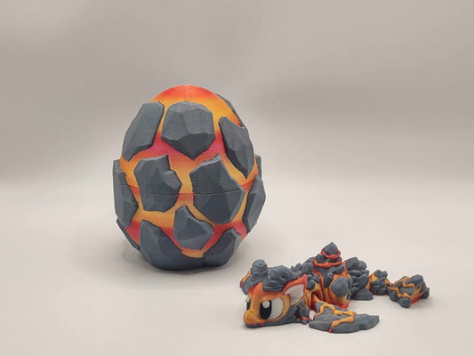 Lava Mini Dragon & Egg | Fire Dragon | Cute Fantasy Dragon Gift - ToyForge 3D