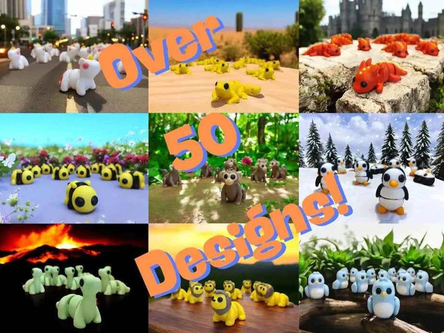 Mini Animals - 3D Printed Flexi Animals - Pocket Pets - Mystery Packs Available - ToyForge 3D