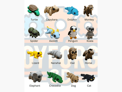 Mini Animals - 3D Printed Flexi Animals - Pocket Pets - Mystery Packs Available - ToyForge 3D