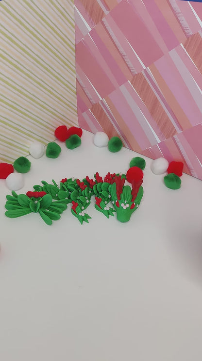 Baby Christmas Mistletoe Dragon – 3D Printed Articulating Fidget Toy
