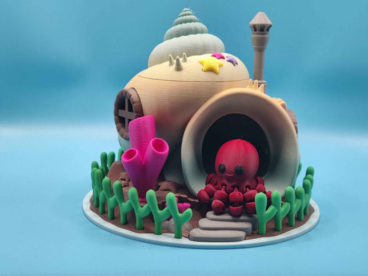 Seashell House Ocean Playset with Octopus - ToyForge 3D
