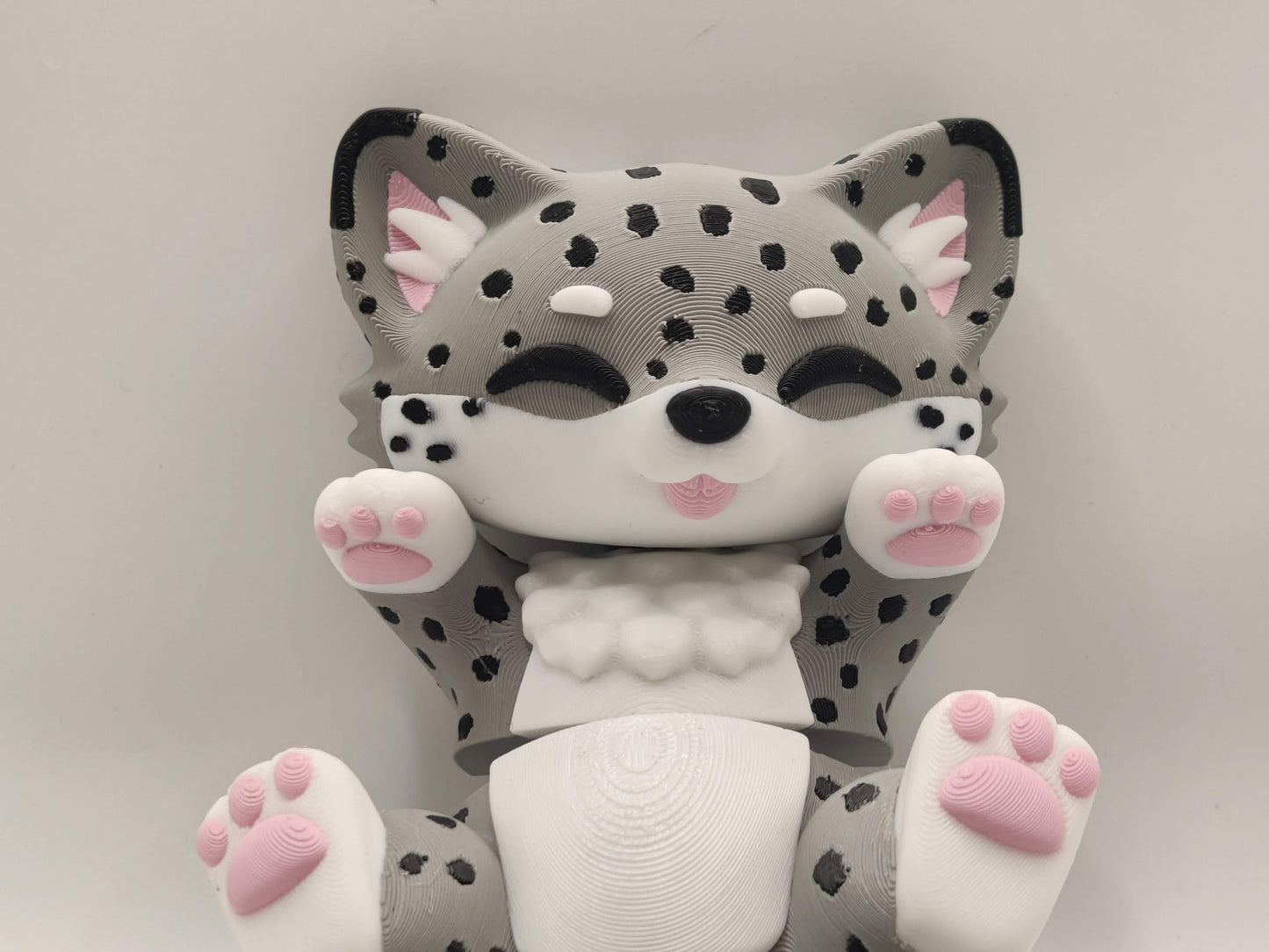 Snow Leopard Cuddler - 3D Printed Articulated Fidget - ToyForge 3D