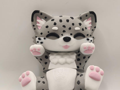 Snow Leopard Cuddler - 3D Printed Articulated Fidget - ToyForge 3D