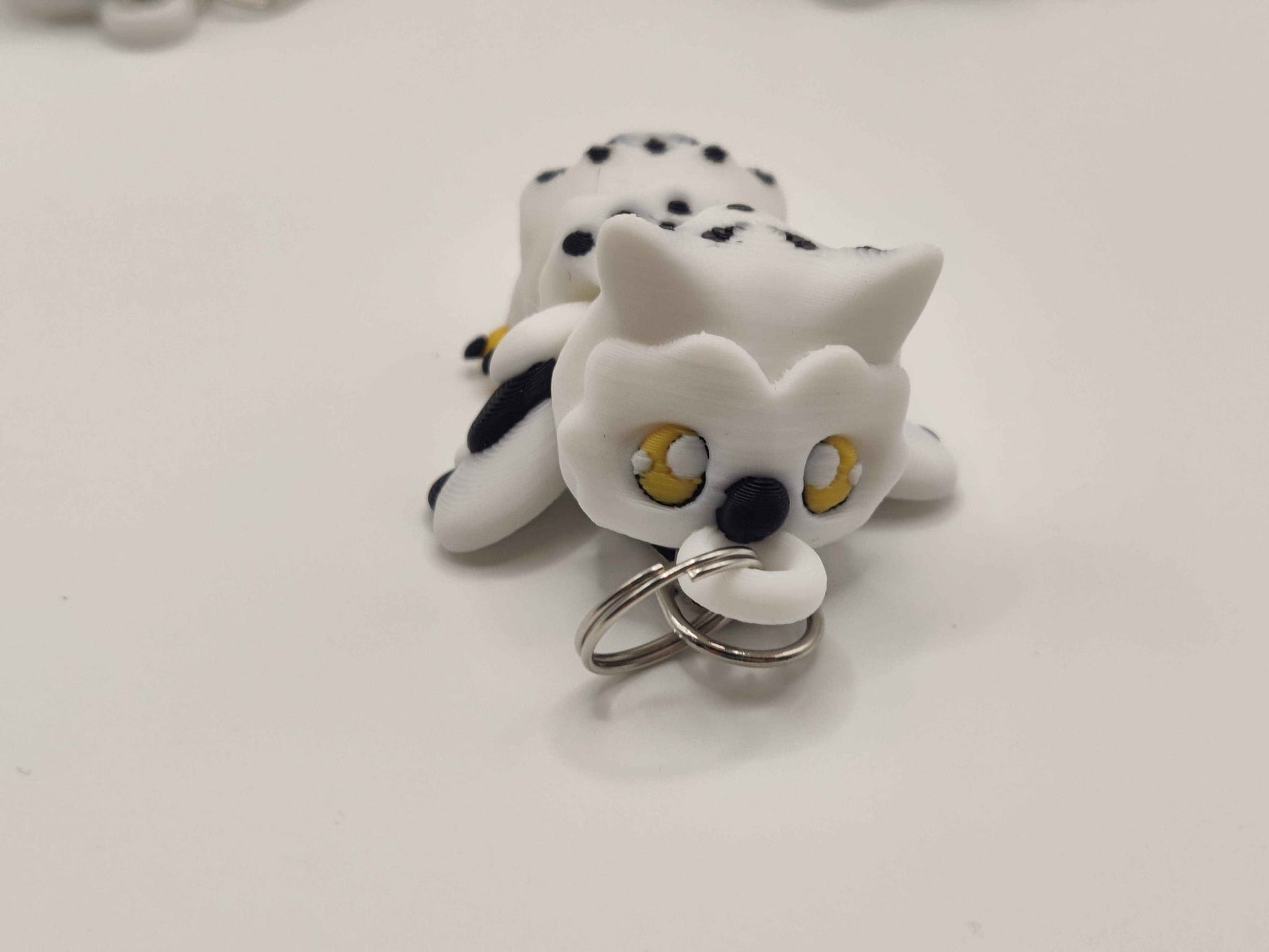 Snowy Owl Keychain | Cute White Owl Charm | 3D Printed Bird Keychain | Mini Winter Owl - ToyForge 3D