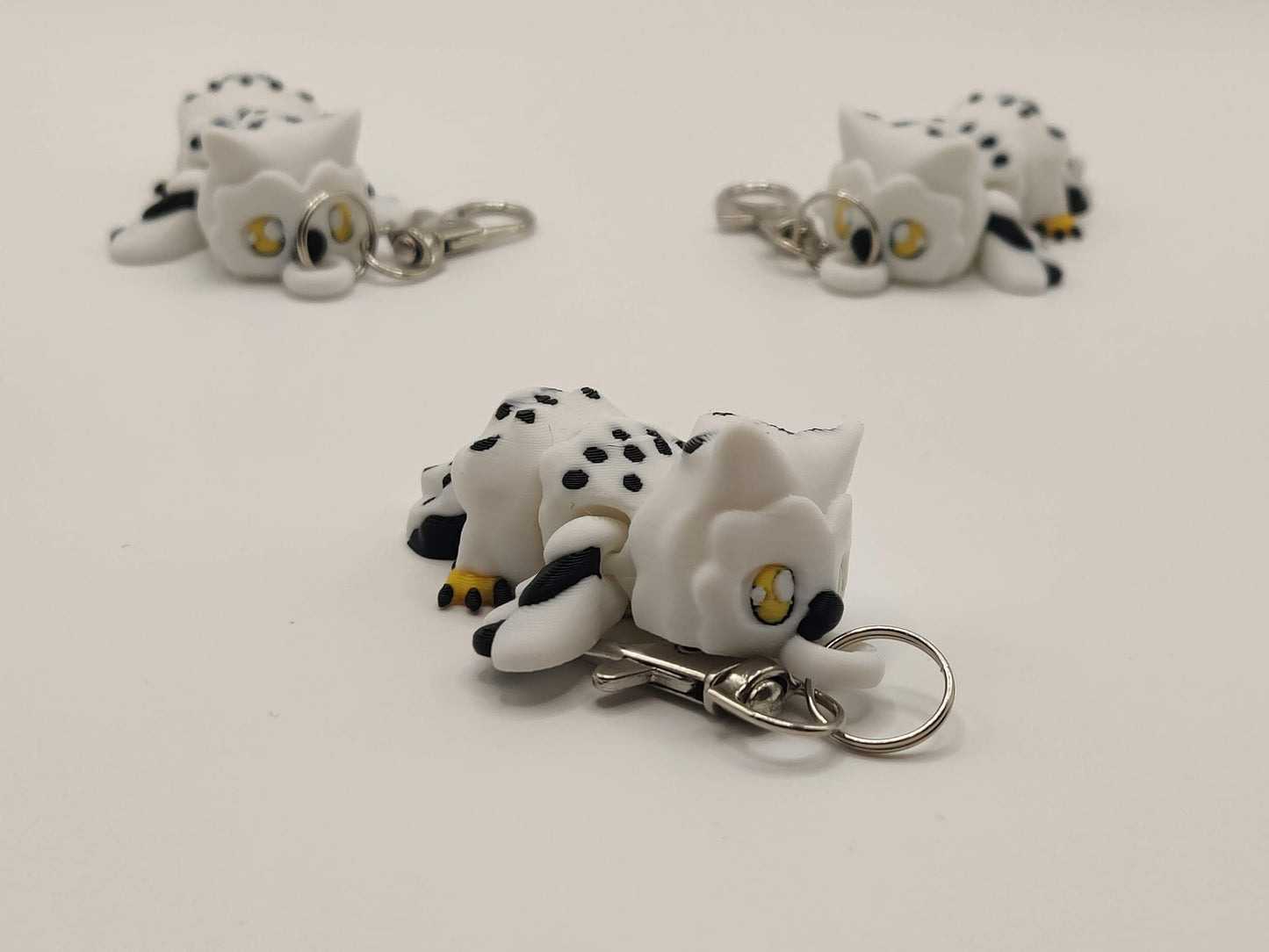 Snowy Owl Keychain | Cute White Owl Charm | 3D Printed Bird Keychain | Mini Winter Owl - ToyForge 3D