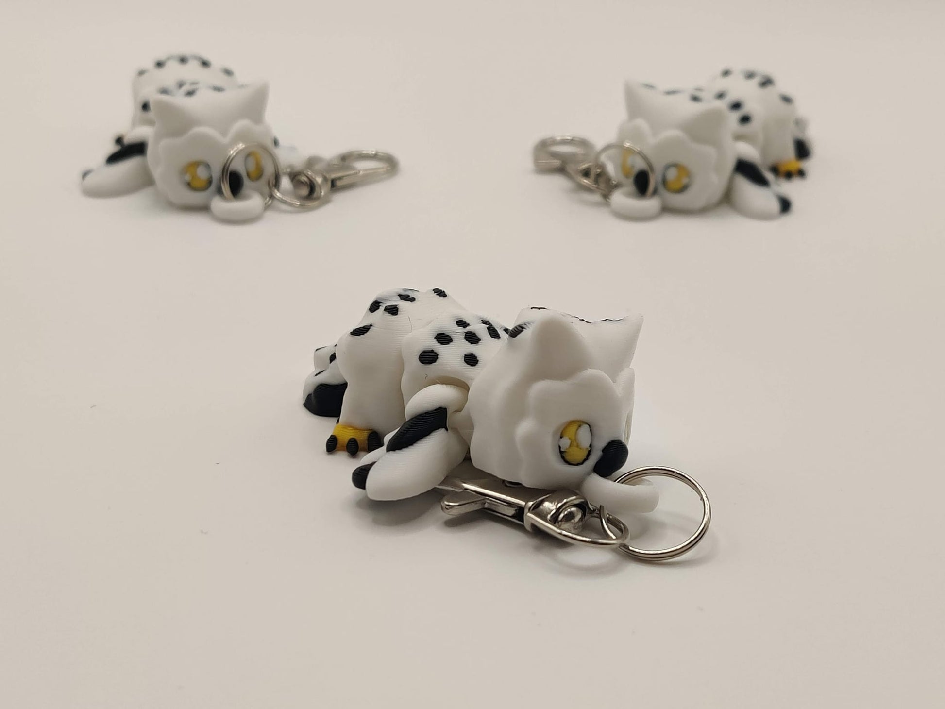 Snowy Owl Keychain | Cute White Owl Charm | 3D Printed Bird Keychain | Mini Winter Owl - ToyForge 3D