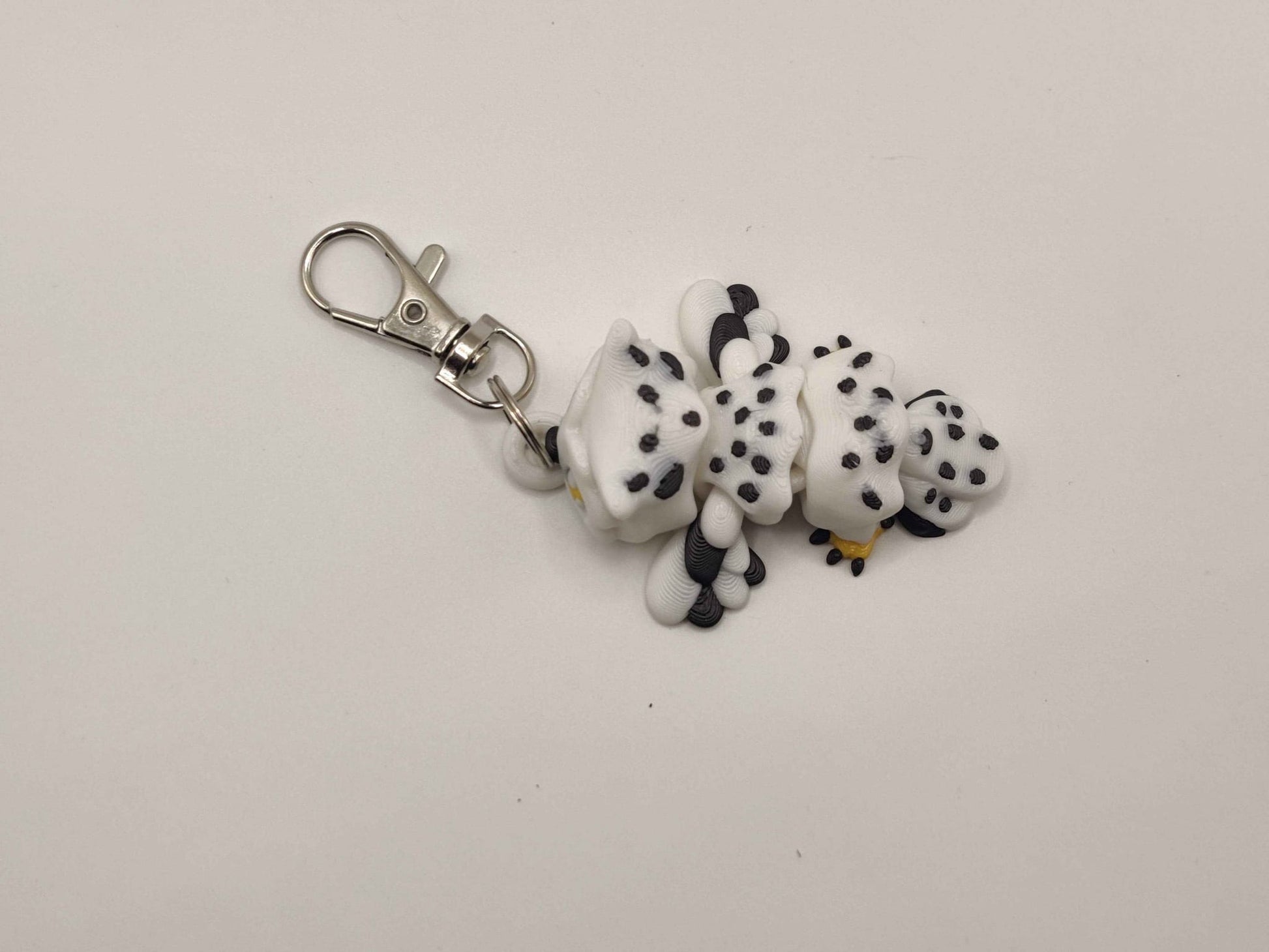 Snowy Owl Keychain | Cute White Owl Charm | 3D Printed Bird Keychain | Mini Winter Owl - ToyForge 3D