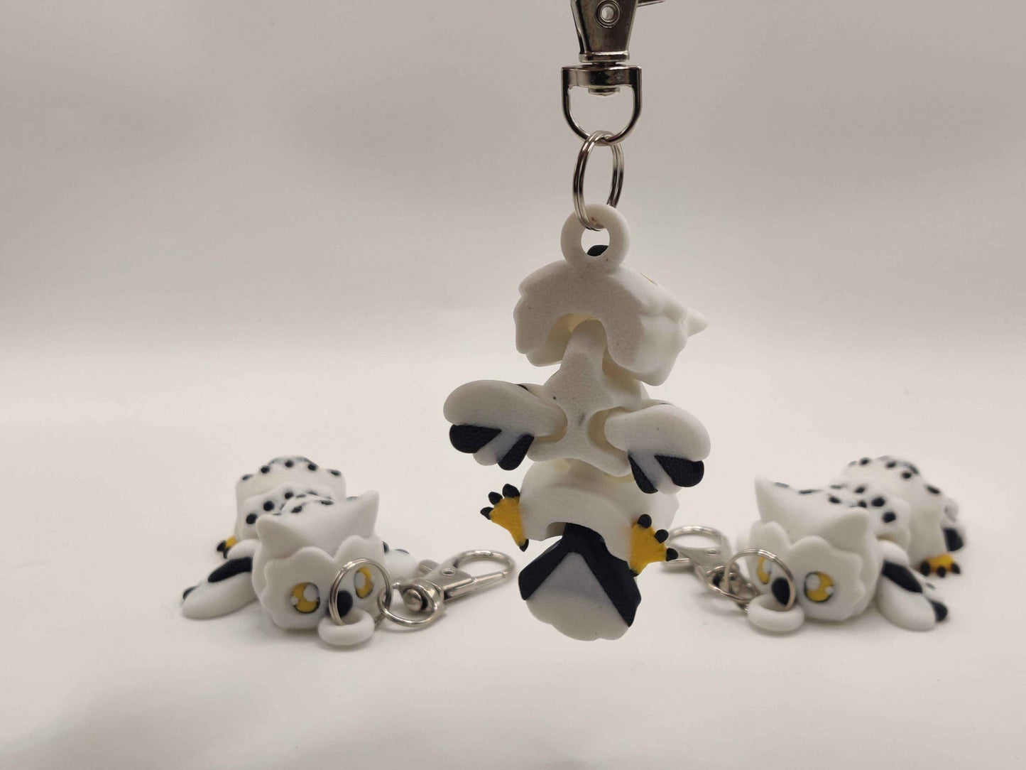 Snowy Owl Keychain | Cute White Owl Charm | 3D Printed Bird Keychain | Mini Winter Owl - ToyForge 3D